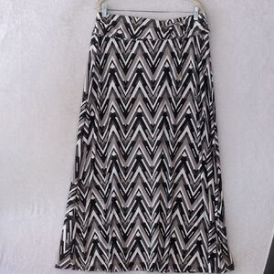 Robert Louis Womens Black & White Patterned Office Midi‎ Skirt Size XL